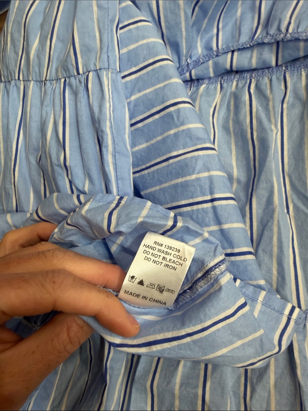 Tuckernuck Pomander Place Blue Stripe Tiered Cara Mini Shirt Dress Size XS - Picture 7 of 9